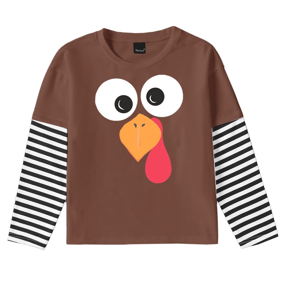 Remimi Unisex Kids Christmas Long Sleeve Shirt Fancy Print Stripe Shirt 2-12 Years