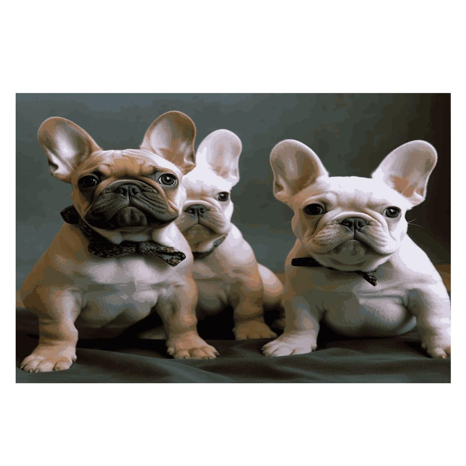 French Bulldog Puppies Placemats Heat-Resistant Washable Place Mats Anti Slip Dining Table Place Mats Wipeable Dining Table Mats Kitchen Decoration Placemats 17.7’’×11.8’’