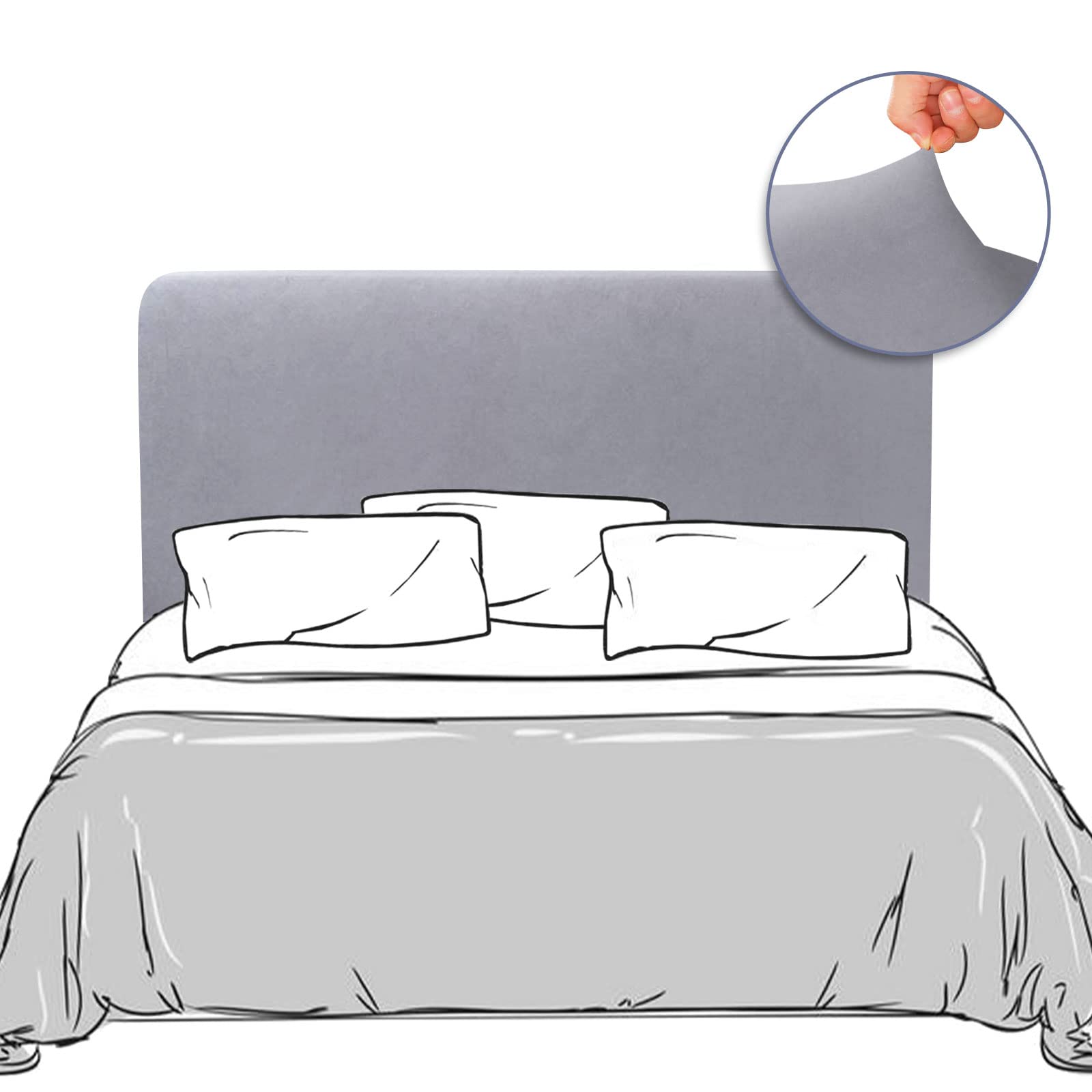 Lydevo Funda Cabecero Cama Elastica Cubierta de Cabecera Terciopelo Suave Terciopelo Funda Protectora Elástica Todo Incluida para Cabecero Decoración de Dormitorio 150cm-170cm,Gris Claro