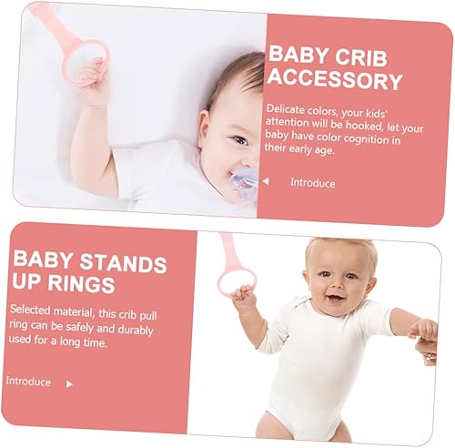 Miniatura 7 de Cunas 4 unids Anillo de tiro de cama Cunas Artículos de bebé Pp Rosa Baby Cuna Anillo de tracción de Cama de Bebé Anillos de Mano Soporte Anillo