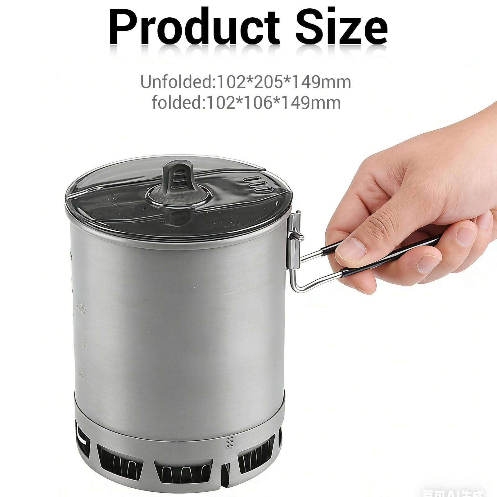 Camping Topf für Gaskocher, 600ml 162g Faltbar mit Wärmetauscher – Camping Kochtopf für Outdoor, Wandern & Reisen