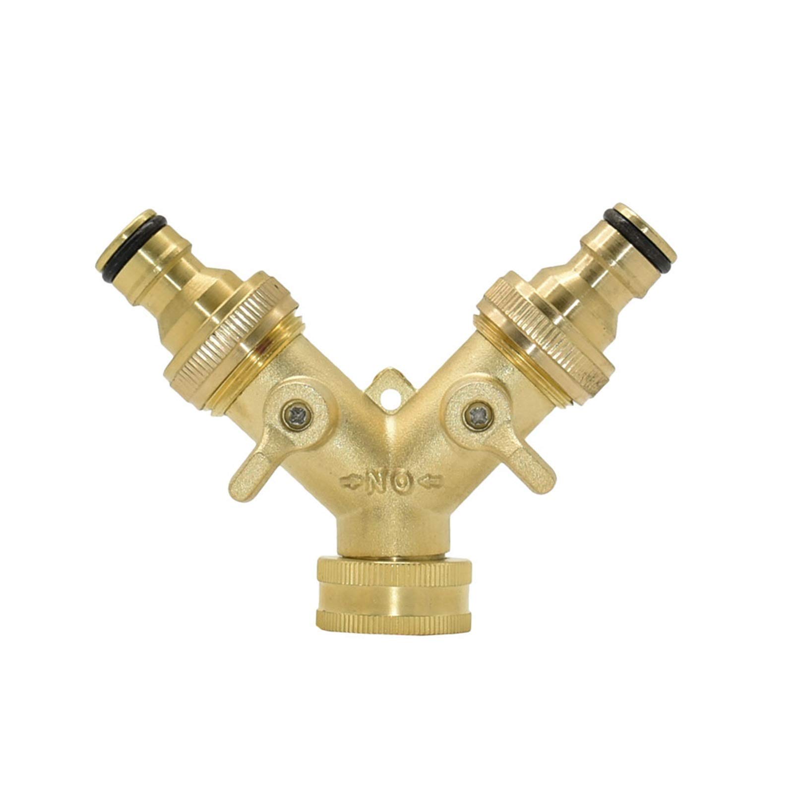 Accesorios para tuberías de riego, Manguera de jardín riego por Goteo latón Y colector 3/4 Pulgadas roscado 5/8 Cobre Conector rápido 2 vías