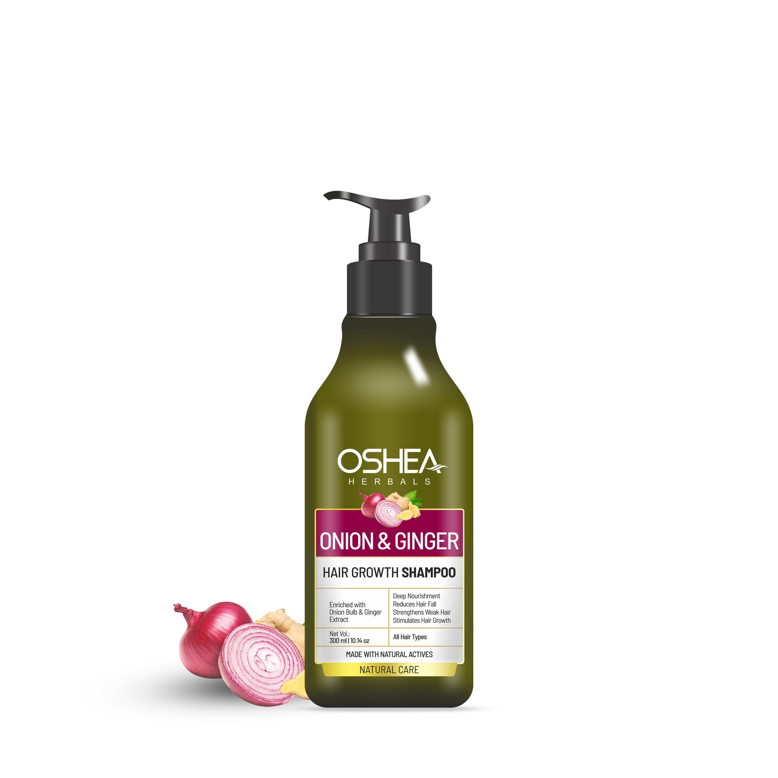 Herbals Natural Hair Growth Shampoo for Men & Women | Deep Nourishment, Promotes Hair Growth with Controlled Hairfall | Enriched with Onion Bulb & Ginger Extract - 300ml