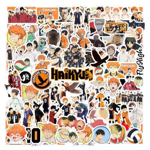 Image of Pack of 70 Haikyu!! Anime Vinyl Stickers | Waterproof Self-Adhesive Decals for Laptop, Water Bottle, Mobile, Journal, Scrapbook, Luggage, Helmet & DIY Decoration | Volleyball Theme |