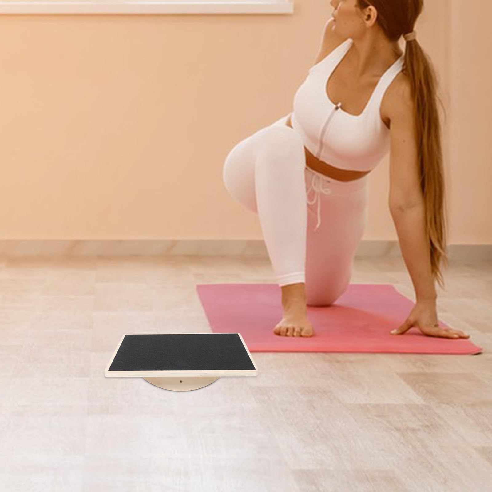 ibasenice Tabla de Equilibrio de Madera Maciza Rectangular, Antideslizante, para Entrenamiento de Coordinación y Estabilidad, Adultos, Gimnasio en Casa
