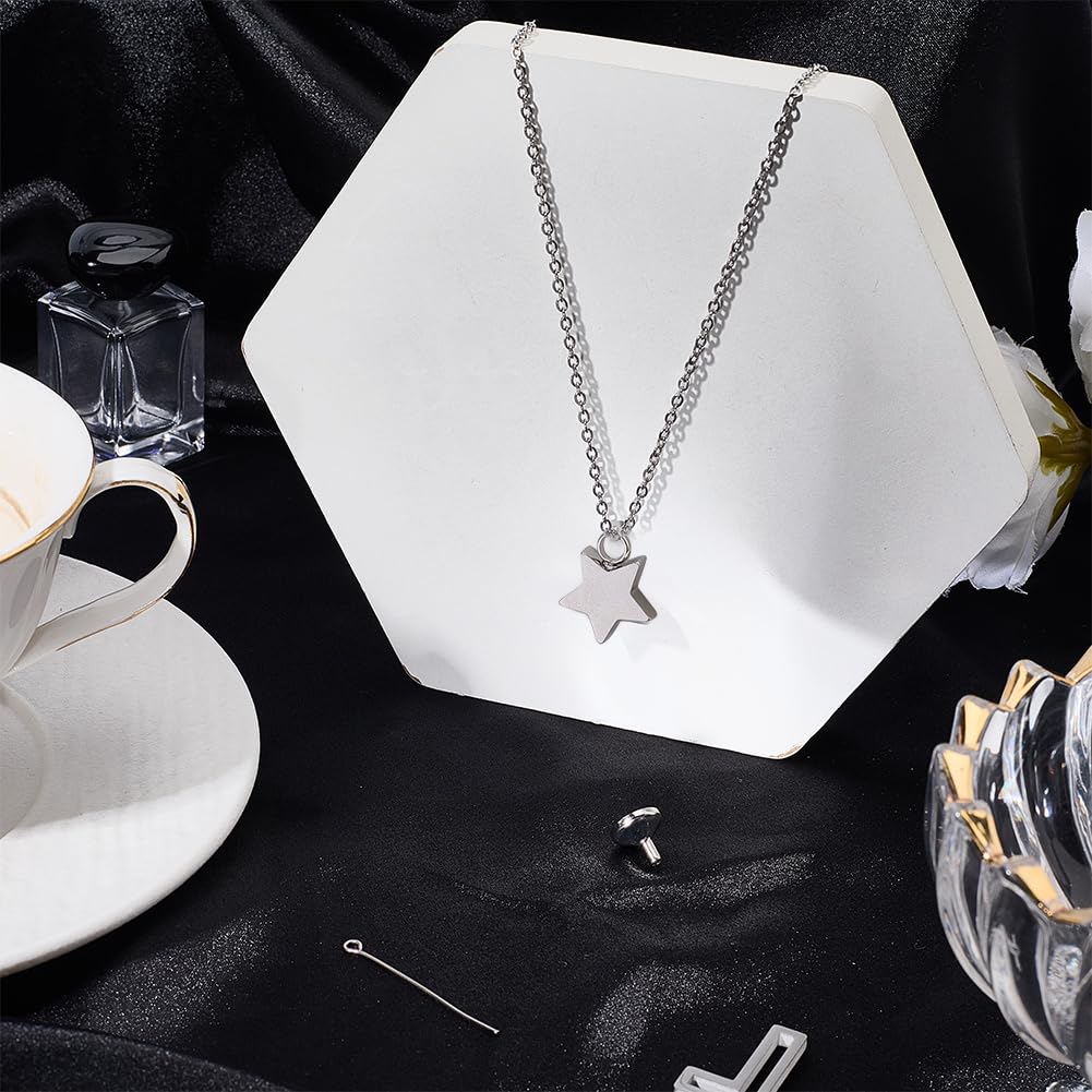 CREATCABIN Collana Urna A Forma Stella per Ceneri Ricordo Gioielli per Cremazione Urne Acciaio Inossidabile Ciondolo Mini Urna Collana Stella Argentata Medaglioni Portacenere Spilla A Imbuto 45.7cm