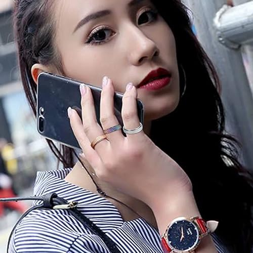 Miniatura 4 de 2 anillos antiestrés para la ansiedad para mujeres, anillo de boda de acero de titanio para niñas, grabado personalizado, explosión de arena,