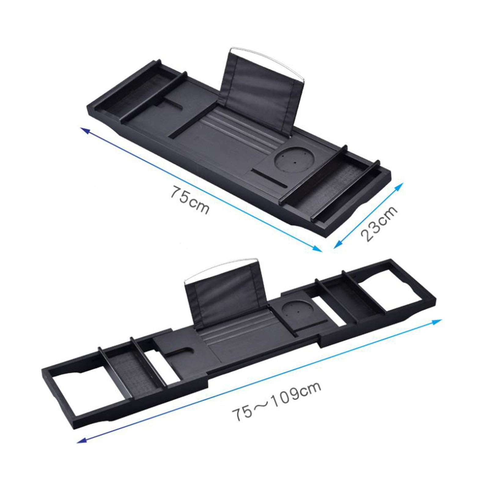 Bandeja de bambú para bañera, Bandeja organizadora de baño Extensible, Bandeja para bañera, con toallero de baño, Soporte de Cristal, Soporte de Lectura, Soporte para Tableta, Bandeja para