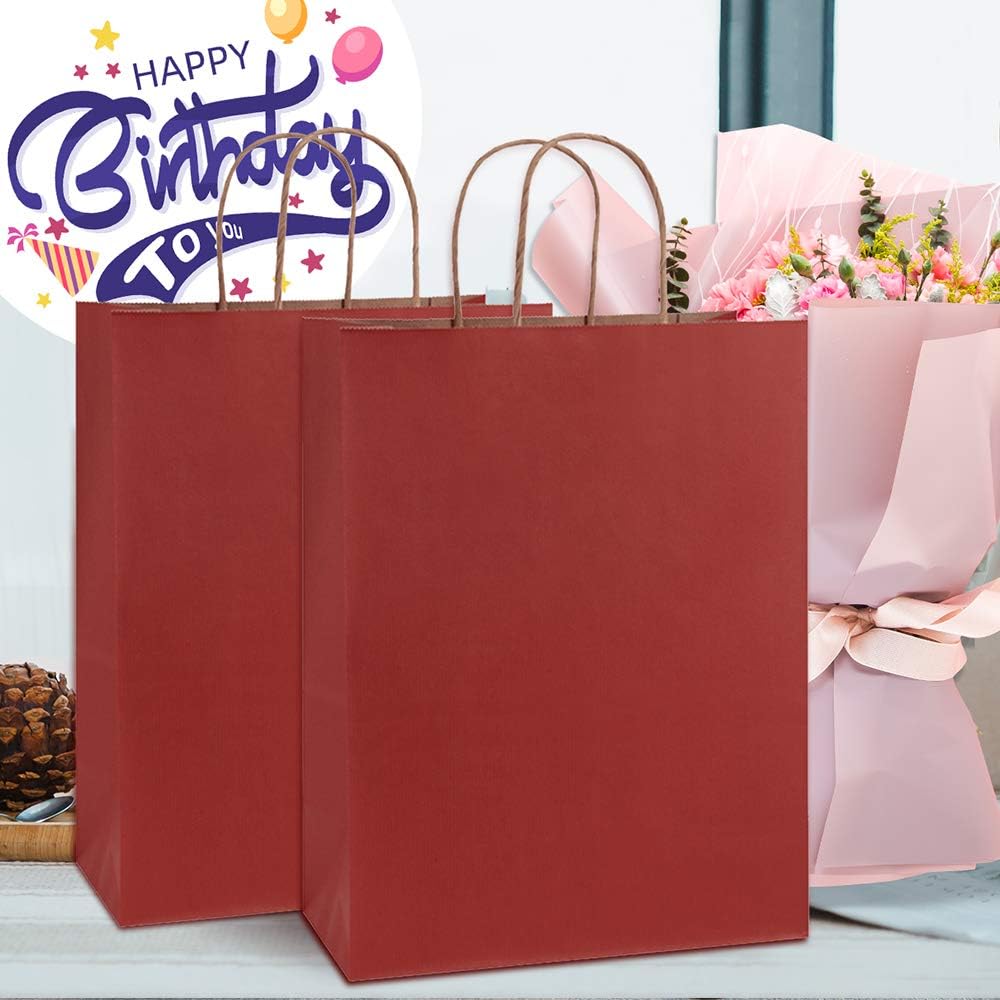 BagDream Gift Bags 10x5x13 Inches 50Pcs Red Stripes Large Kraft Paper Bags with Handles Bulk for Shopping, Merchandise, Retail, Party Favor, Christmas, Recycled Paper Sacks - Image 4