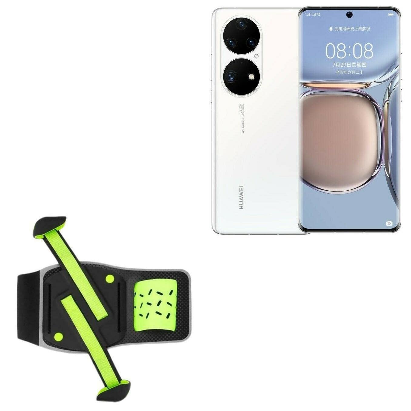 BoxWave Holster Compatible with Huawei P50 Pro (6.6) - FlexSport Armband, Adjustable Armband for Workout and Running - Stark Green