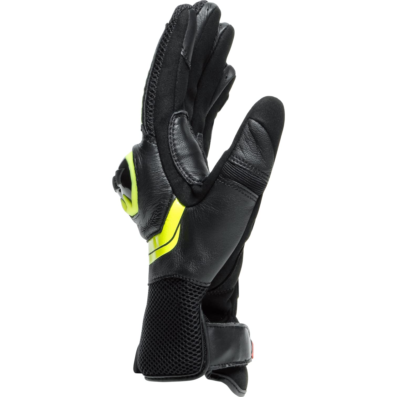 Dainese - Mig 3 Unisex Leather Gloves, Moto Guantes de Cuero de Pantalla Táctil, Guantes Moto Hombre y Mujer, Touchscreen, Palma Reforzada y Protectores de Nudillos, Negro/Amarillo