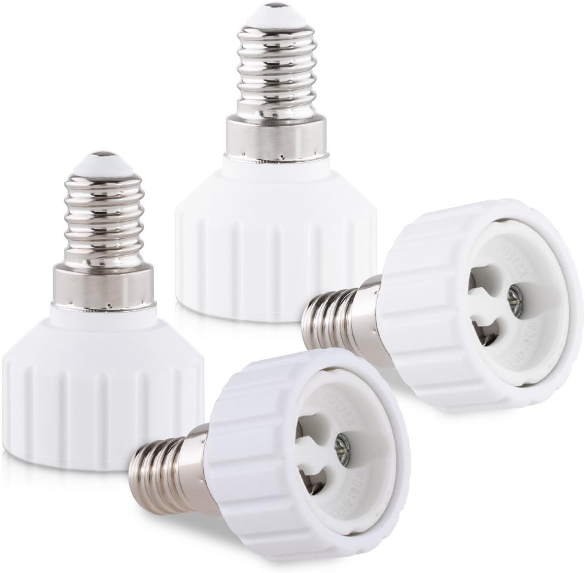 kwmobile E14 to GU10 Adapter (Pack of 4) - Lamp Socket Converter Light Bulb Base Adapters Screw-in Thread ES SES Edison Screw Adaptor Connector Set