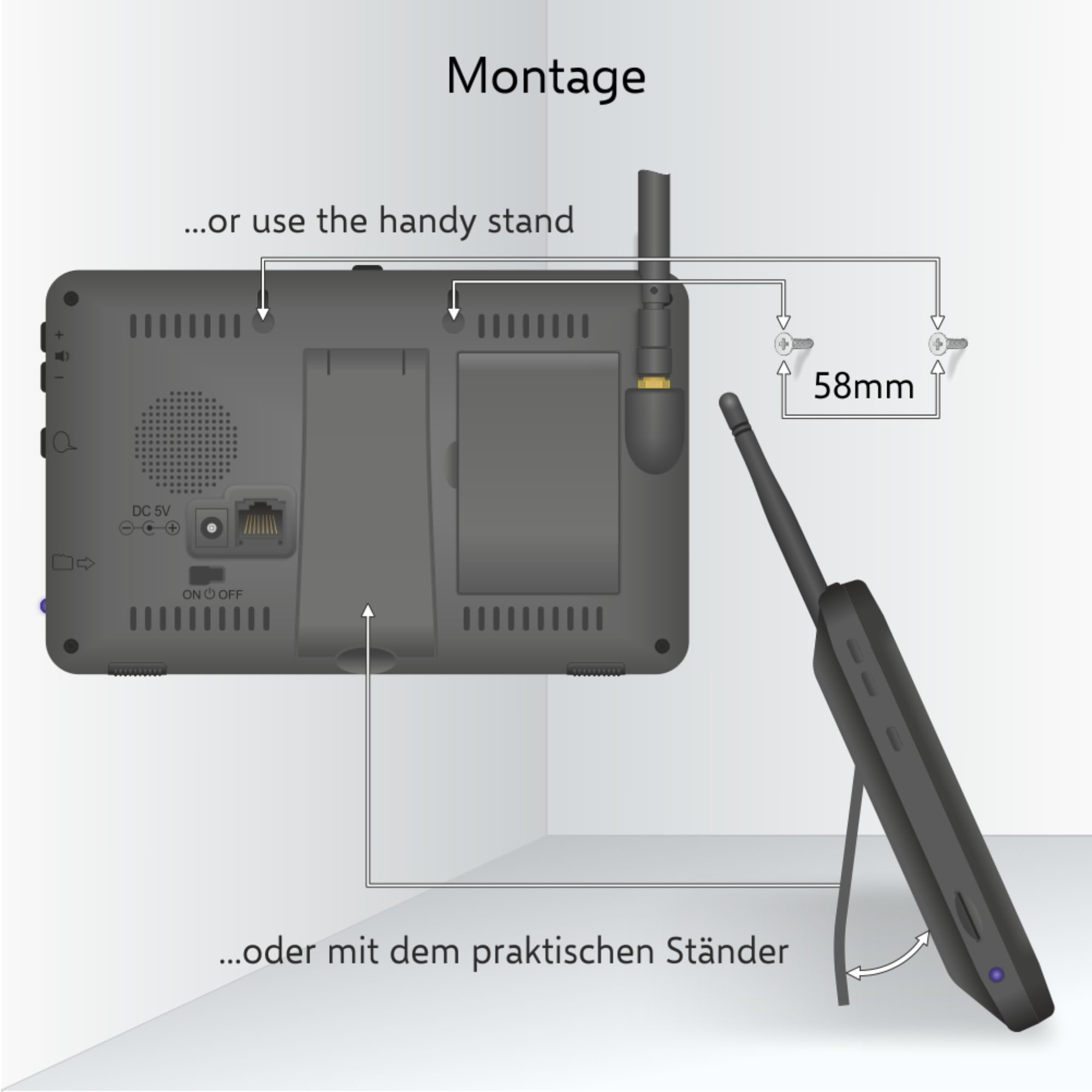 ELRO CZ40RIPS Kabelloses Überwachungssystem, Full-HD 1080p Kamera mit Nachtsicht, 7'' Monitor & App, IP65 |