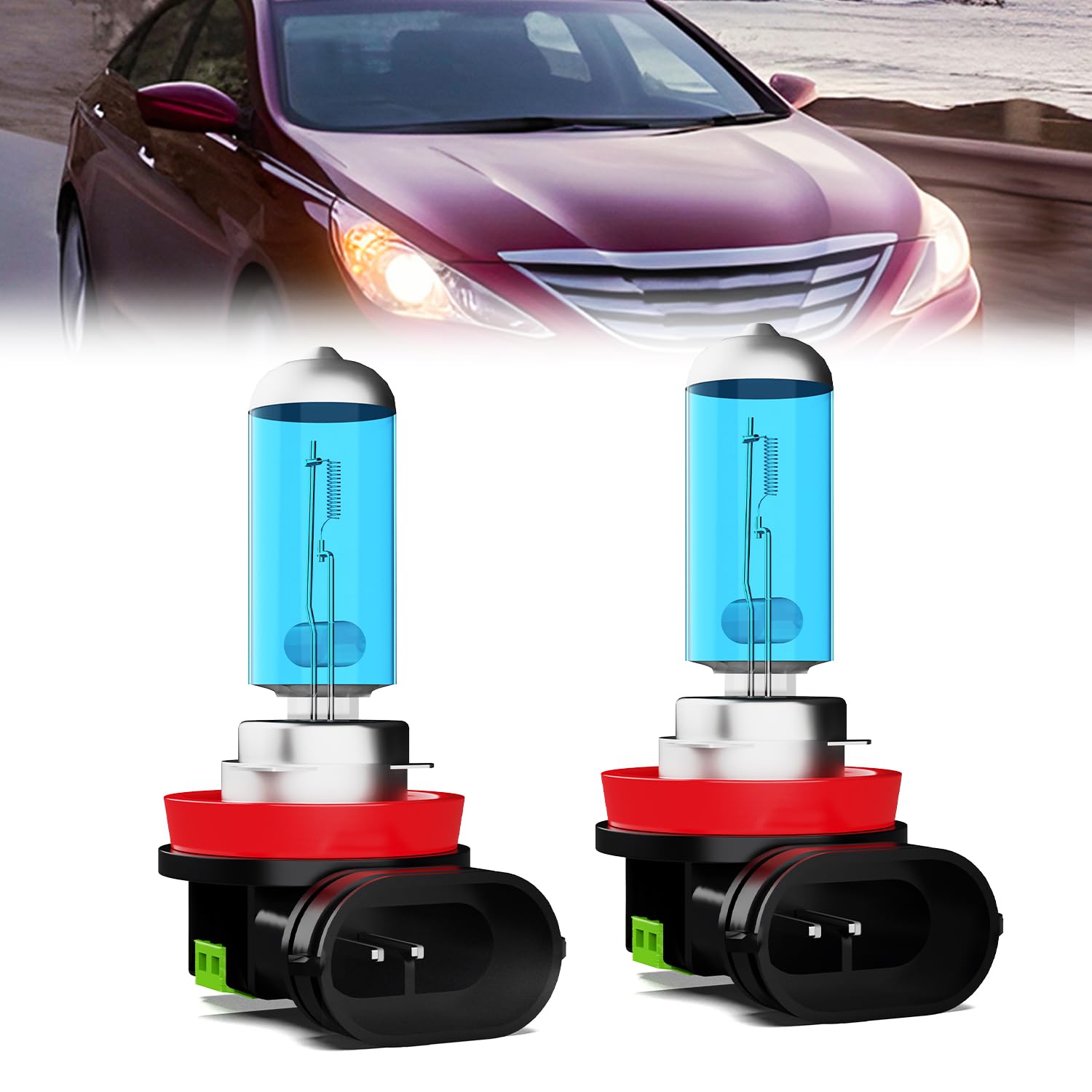 Fog Light Bulbs Compatible With Hyundai Sonata 2011-2014, H11 Fog Lights Halogen Light Bulb, Super Bright 6000K White, Plug and Play, Pack of 2