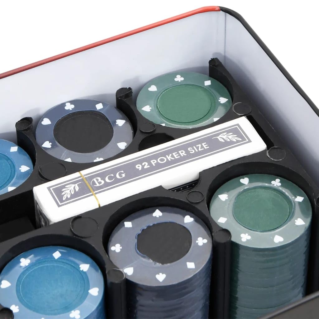 Juego de póquer con 200 fichas de 4 g, maletín de metal, alfombra de juego de 90 x 57,5 cm, 2 barajas de cartas, botón de distribuidor, botón ciego para fiestas, familia, adultos, Texas