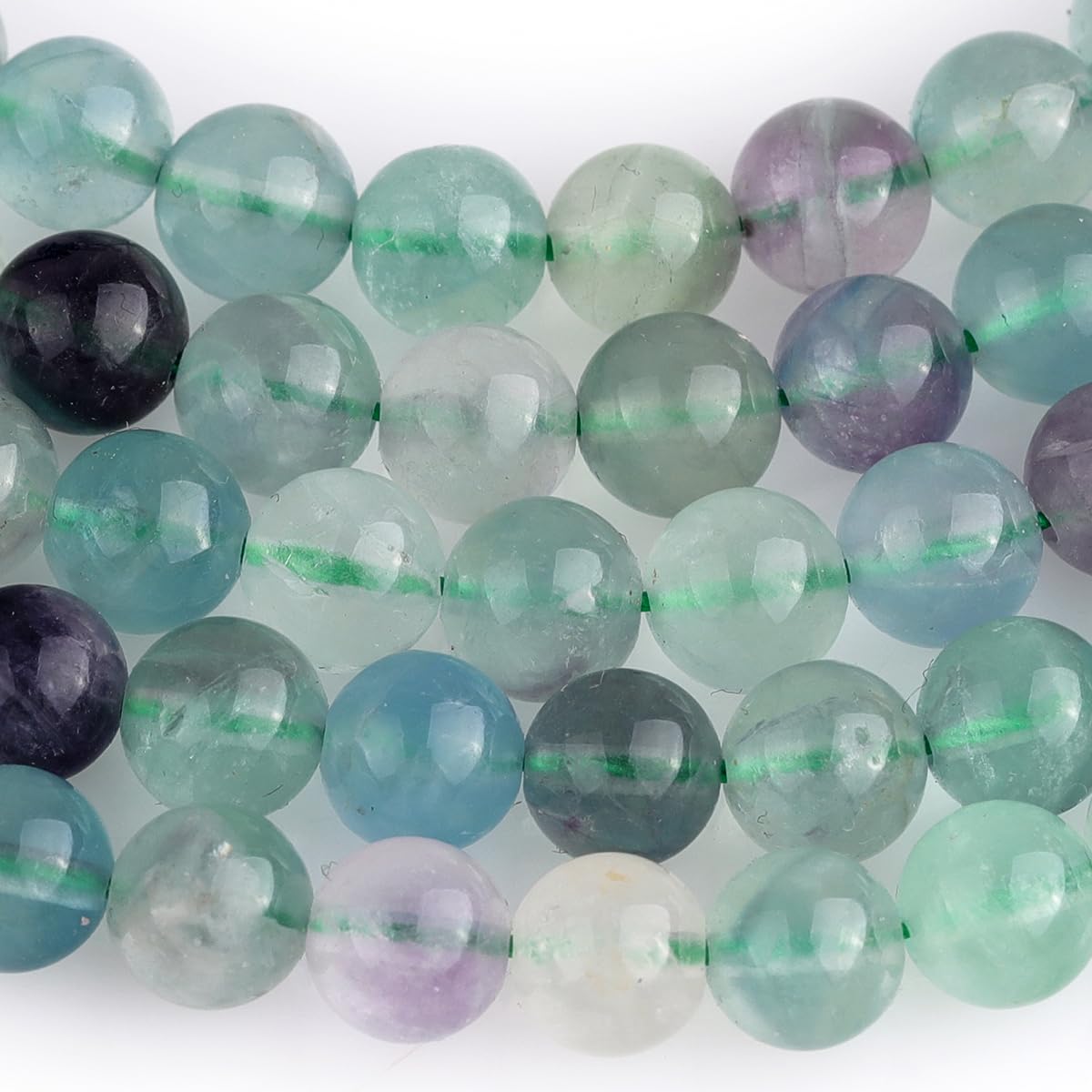 GEM-Inside Natural 6mm Mixed Color Fluorite Round Gemstone Semi Precious Loose Beads for Jewellery Making 15'' - Image 4