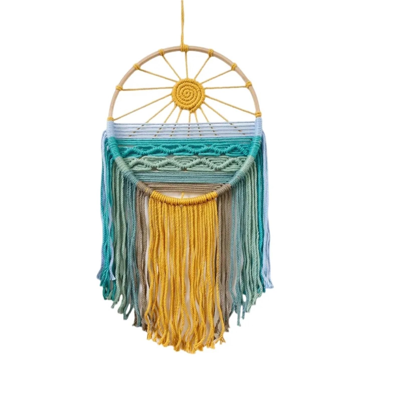 BFLCWSTD Macrame Wall Hanging Hand woven Cotton Rope Sunrise Sunset Tapestry Colorful Wall Art Decorative With Tassel(Color-02)