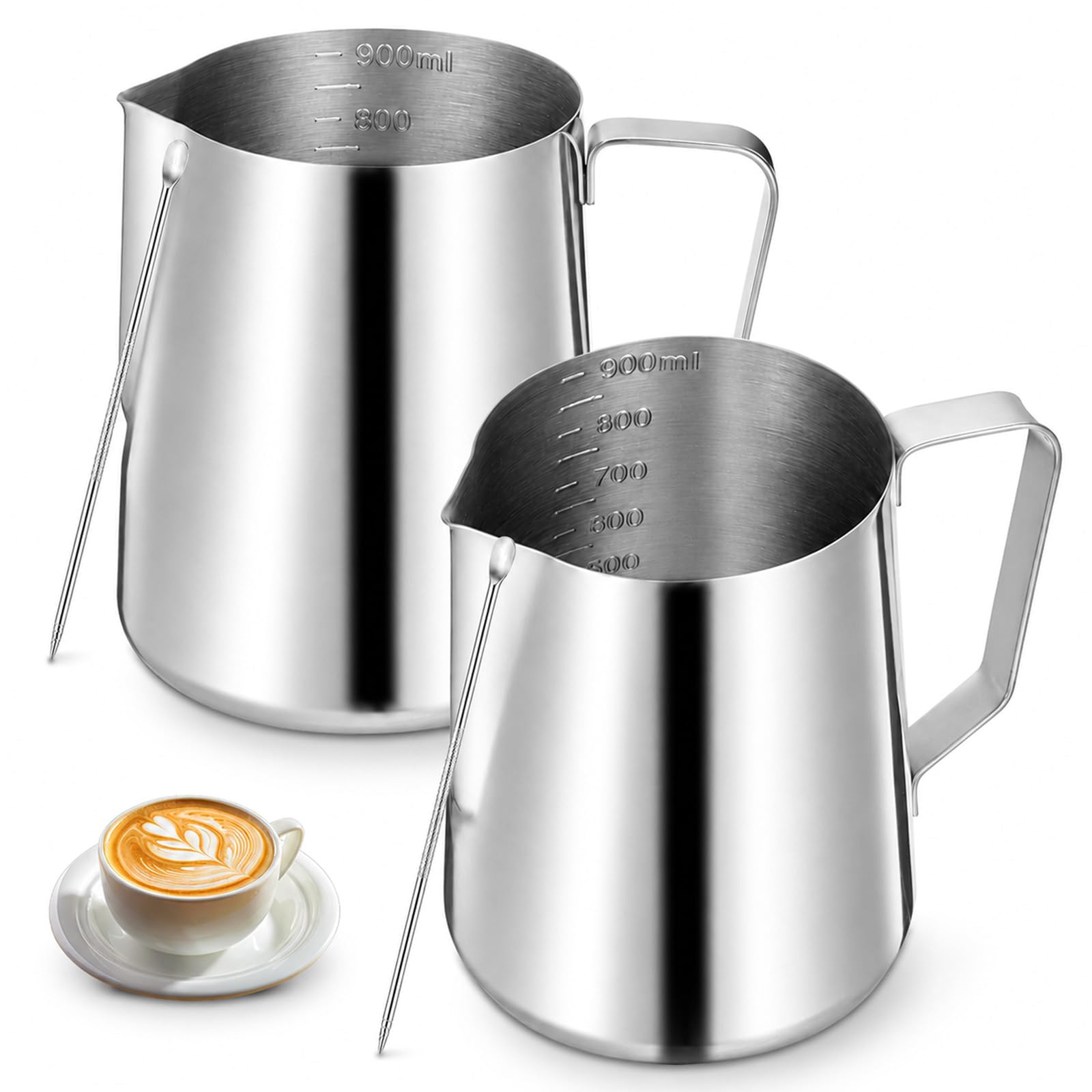 Photo 1 of 2 Pack EupHHonycs Milk Frothing Pitcher - 32oz Stainless Steel