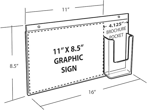 Miniatura 3 de Azar Displays 252052-Paquete de 2 soportes para letreros de montaje en pared horizontales de acrílico de 16 pulgadas de ancho x 8.5 pulgadas de alto