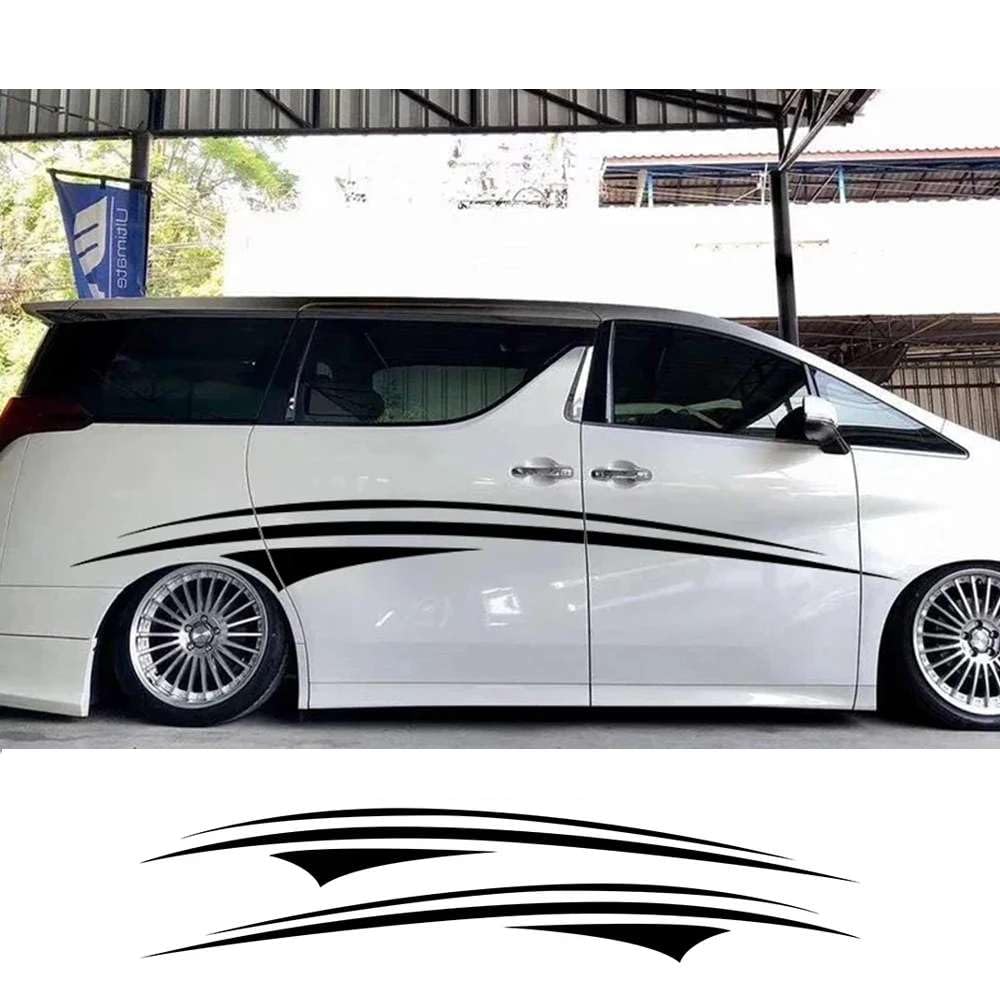 2Pcs Van Door Side Stickers Graphics Stripes Kit Cover Auto Body Decor Camper Car Horsebox Caravan RV Vinyl Decals Accessories