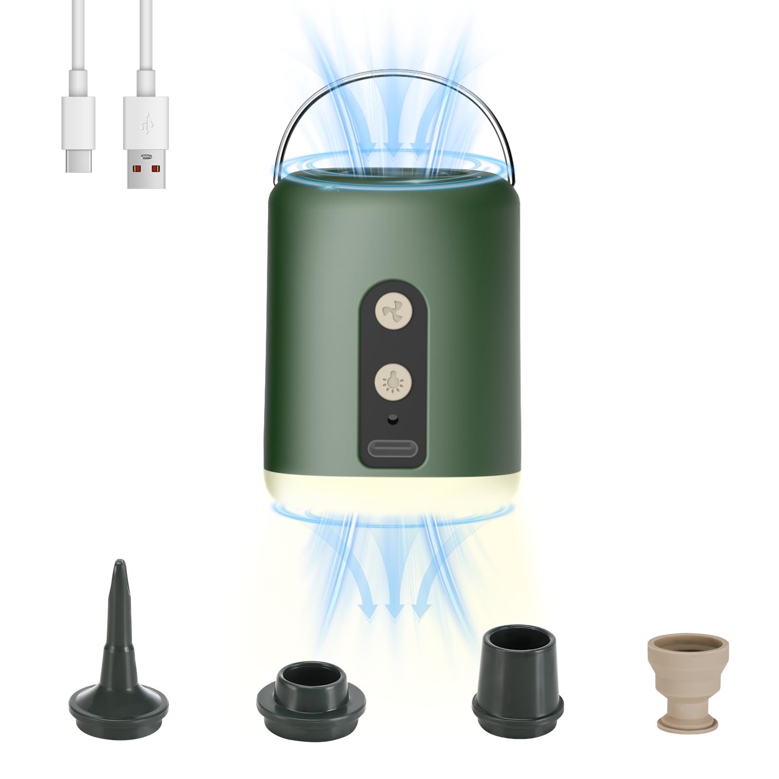 Pompe à Air Électrique Portable 1600mAh Avec LED - Gonfleur Dégonfleur 4 Buses Matelas