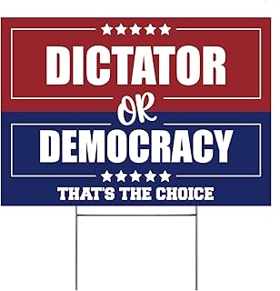 Vrogadso Anti Trump Yard Signs Political Protest Anti Maga Yard Sign with Yard Stake 12''x18'' Large Saying Dictator Or Democracy Made of PVC