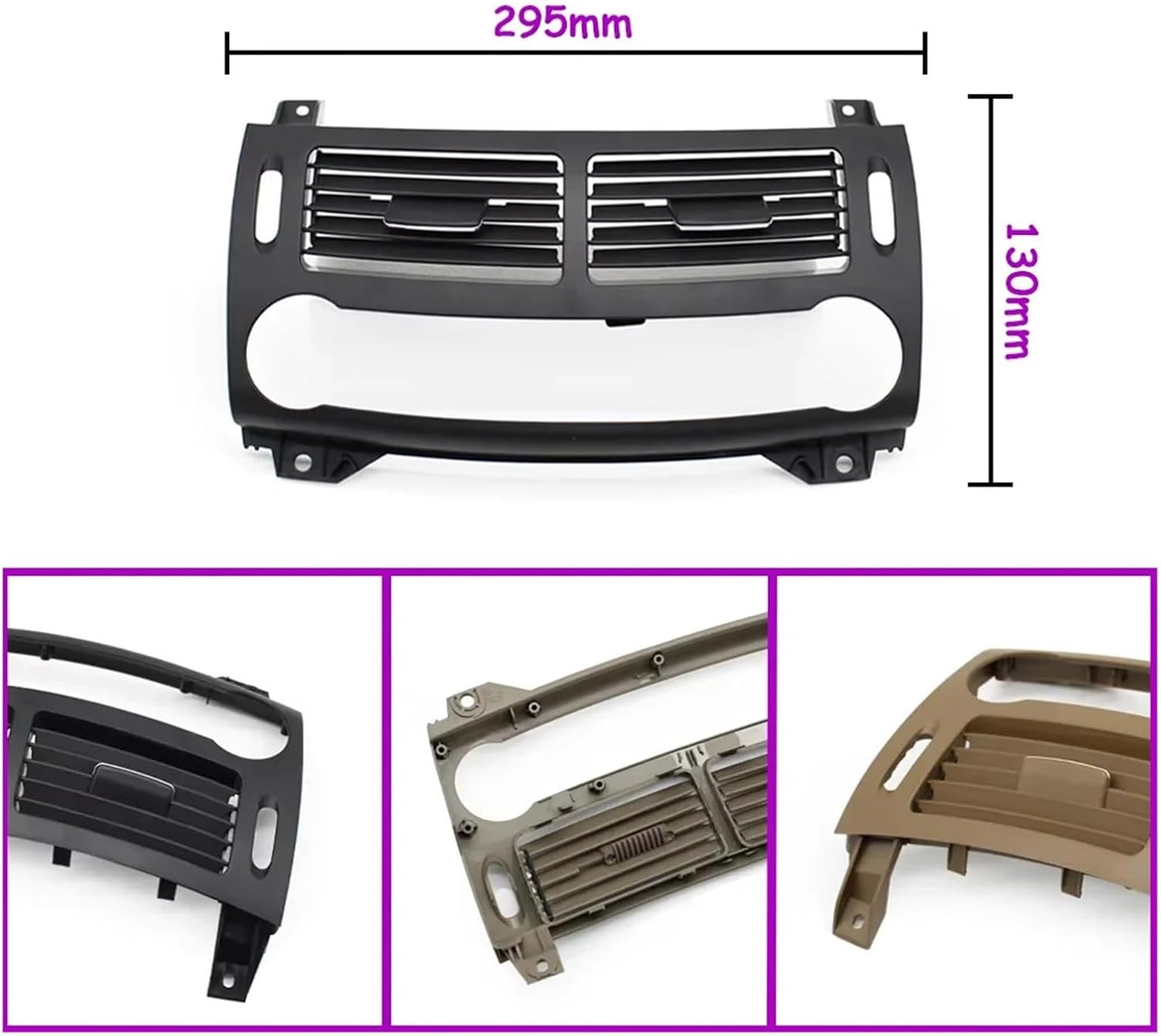 Car Front Dashboard Middle AC Vent Air Vent Grille Panel Cover, Compatible For Mercedes Benz E Class W211 E280 E350 E320 E63 2118301854(Drak Gray)