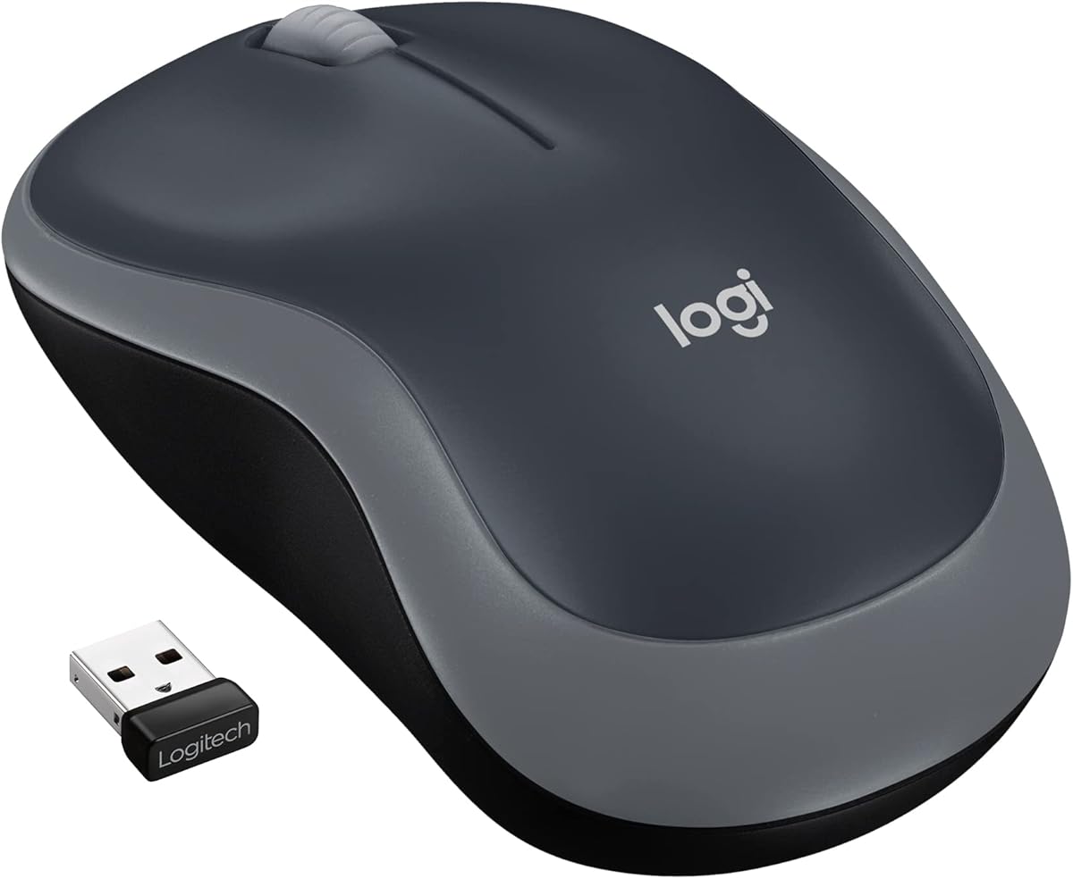 Logitech M185 Wireless Mouse, 2.4GHz with USB Mini Receiver, 12-Month Battery Life, 1000 DPI Optical Tracking, Ambidextrous PC/Mac/Laptop - Swift Grey