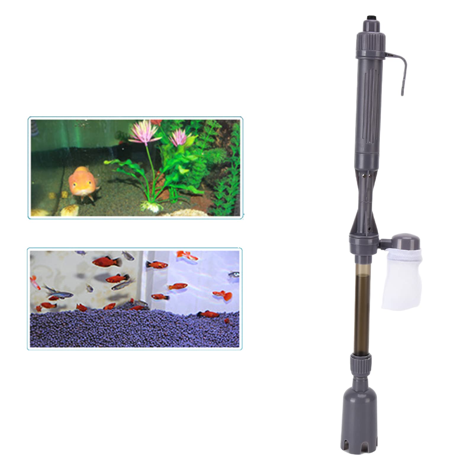 Limpiador Eléctrico de Acuarios, 6 en 1 Herramientas de Limpieza de Aspiradora de Peces Eléctricos y Cambiador de Agua, Herramienta de Limpieza de Peces Telescópicos