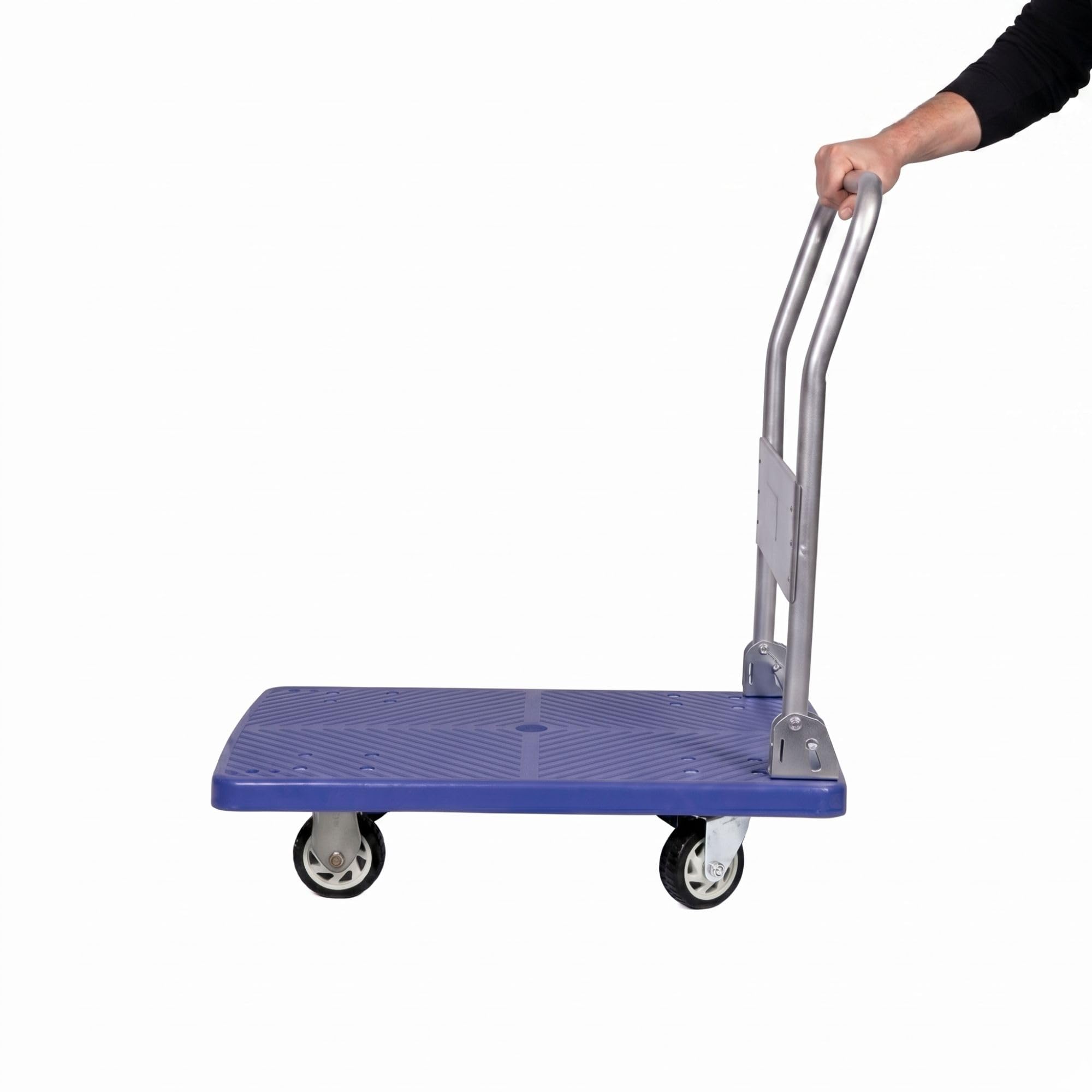 Blue Plastic Large Folding Platform Cart - 660 lb Capacity - 39 1/2" x 23 1/2" x 38 1/2" - 1ct Box - RW Clean - Restaurantware