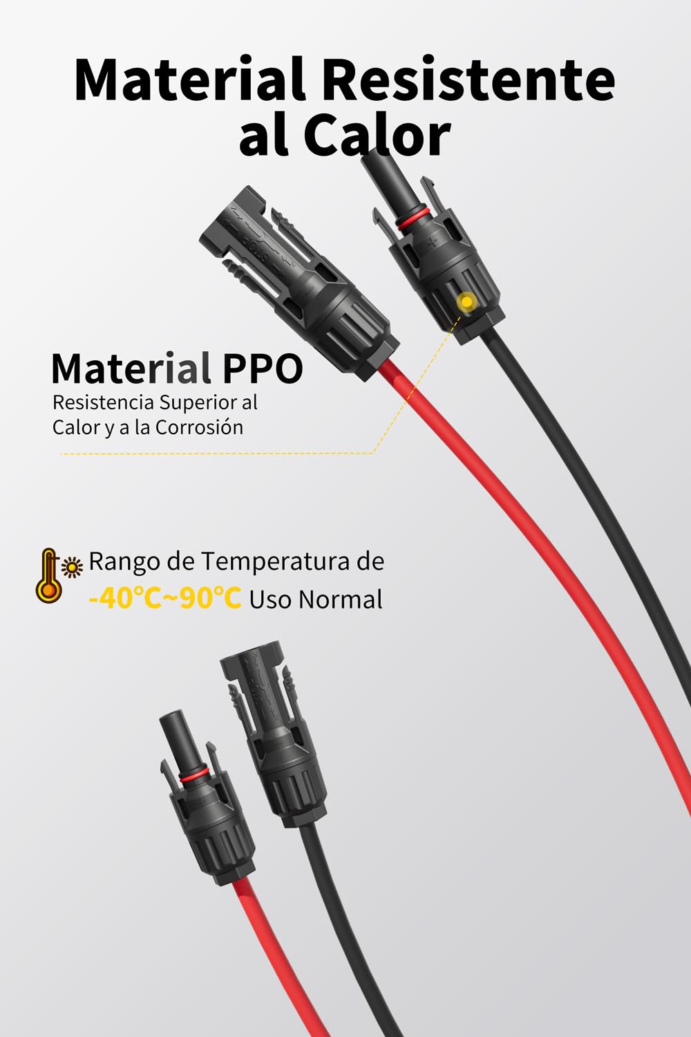 Cable Solar 4mm²/6mm² IP67 Kit Adaptador Fotovoltaico 5M