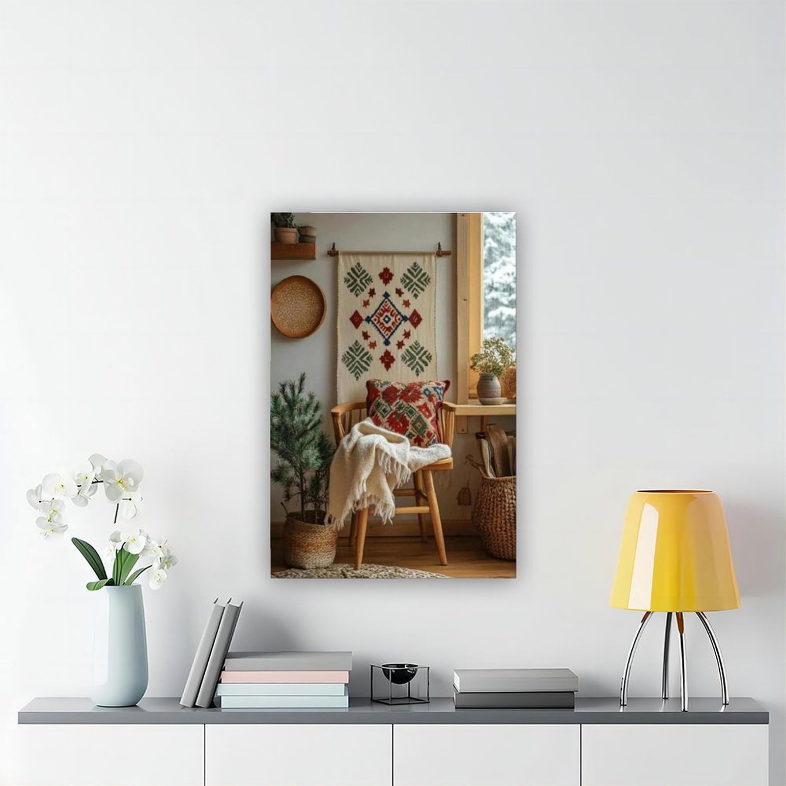 Hallandssöm - Poster su tela con ricamo folk, decorazione per camera da letto, ufficio, stanza, regalo, 40,6 cm di lunghezza x 61 cm di larghezza