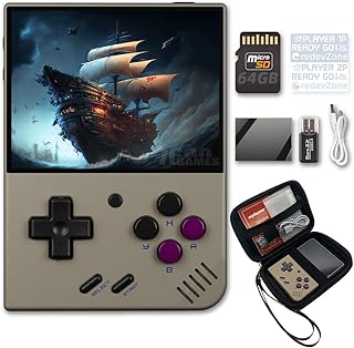 Miyoo Mini Plus Handheld Game Console Portable Retro Video Games Consoles Rechargeable Battery Hand Held Classic System Retro Gray with Case