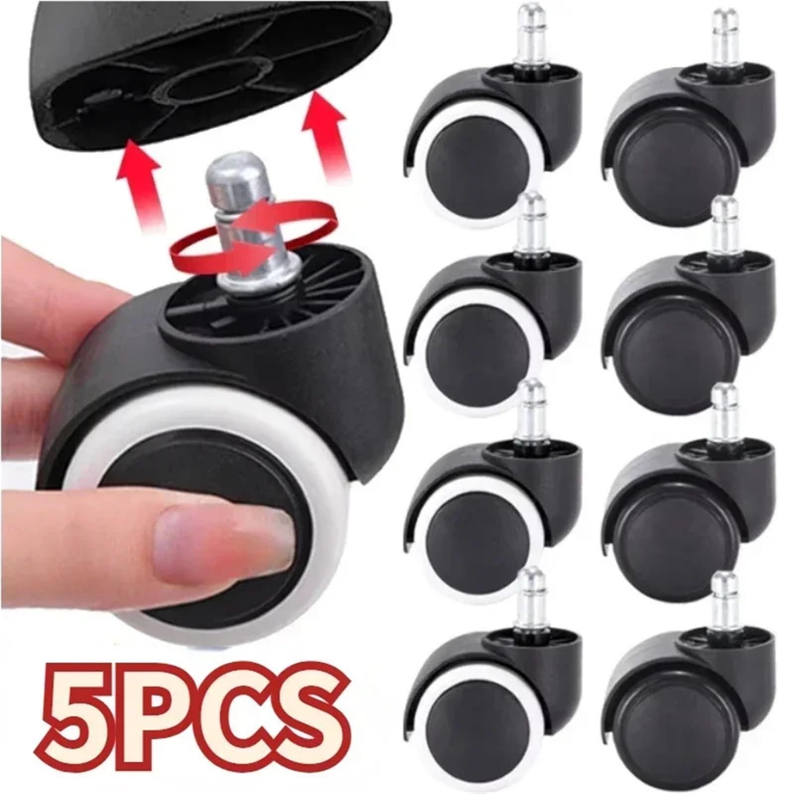 Ruote Sedia Ufficio Ruote di ricambio for sedie, morbide e silenziose, ruote da scrivania for lavoro, resistenti, sicure, for ufficio(5PCS)
