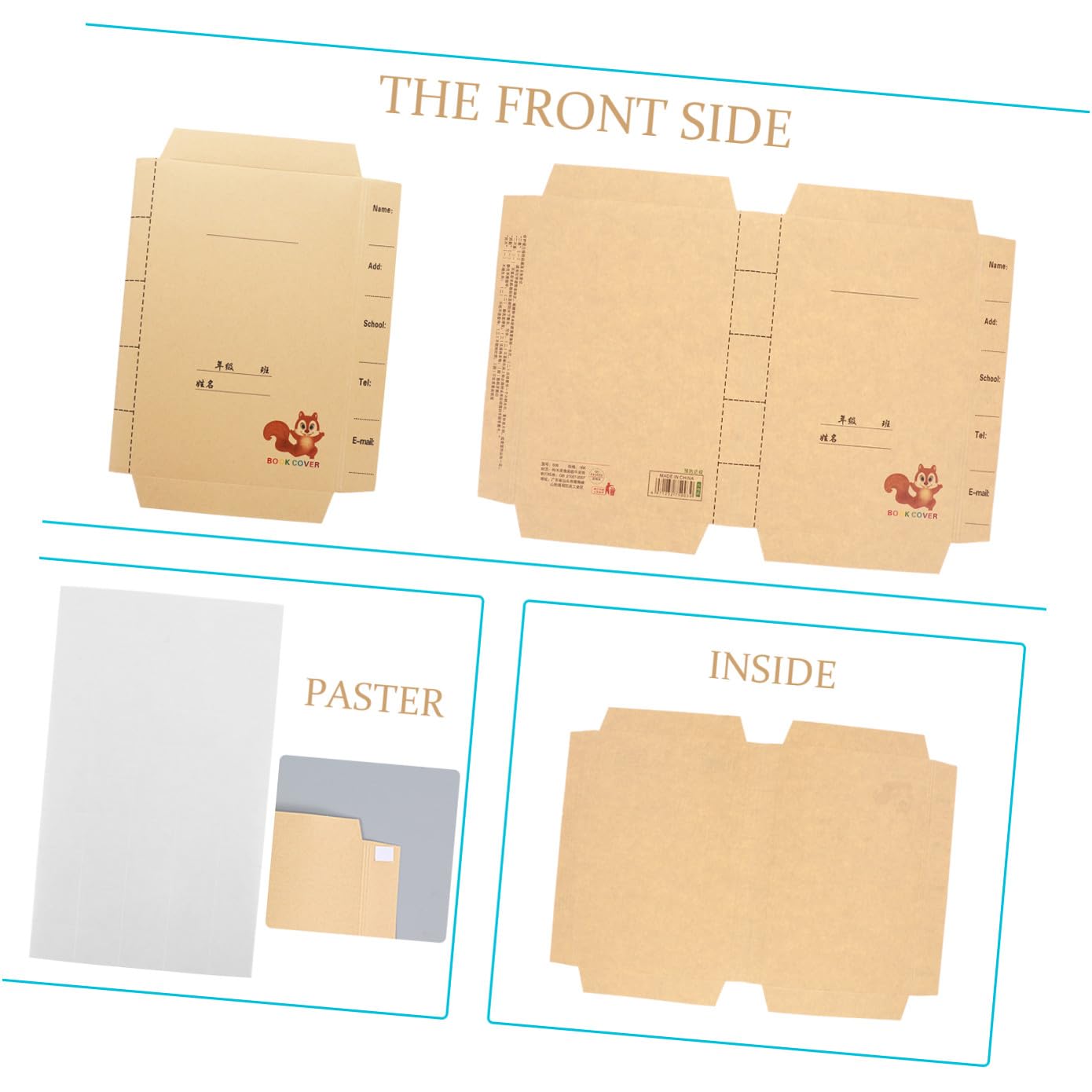Copertine Libri Scolastici 30pezzi in Carta Kraft Regolabili | Festa Scuola Decor, per Libro e Textbook, Student Stationery, Piegatura Flessibile e Spazio Note