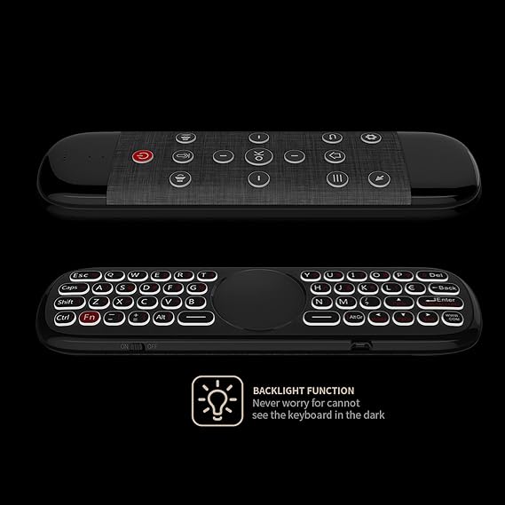 Upgrade W2 Pro Air Mouse Universal TV Remote, 2.4G 3-in-1 Mini Wireless Keyboard With Touchpad for Smart TV - Black