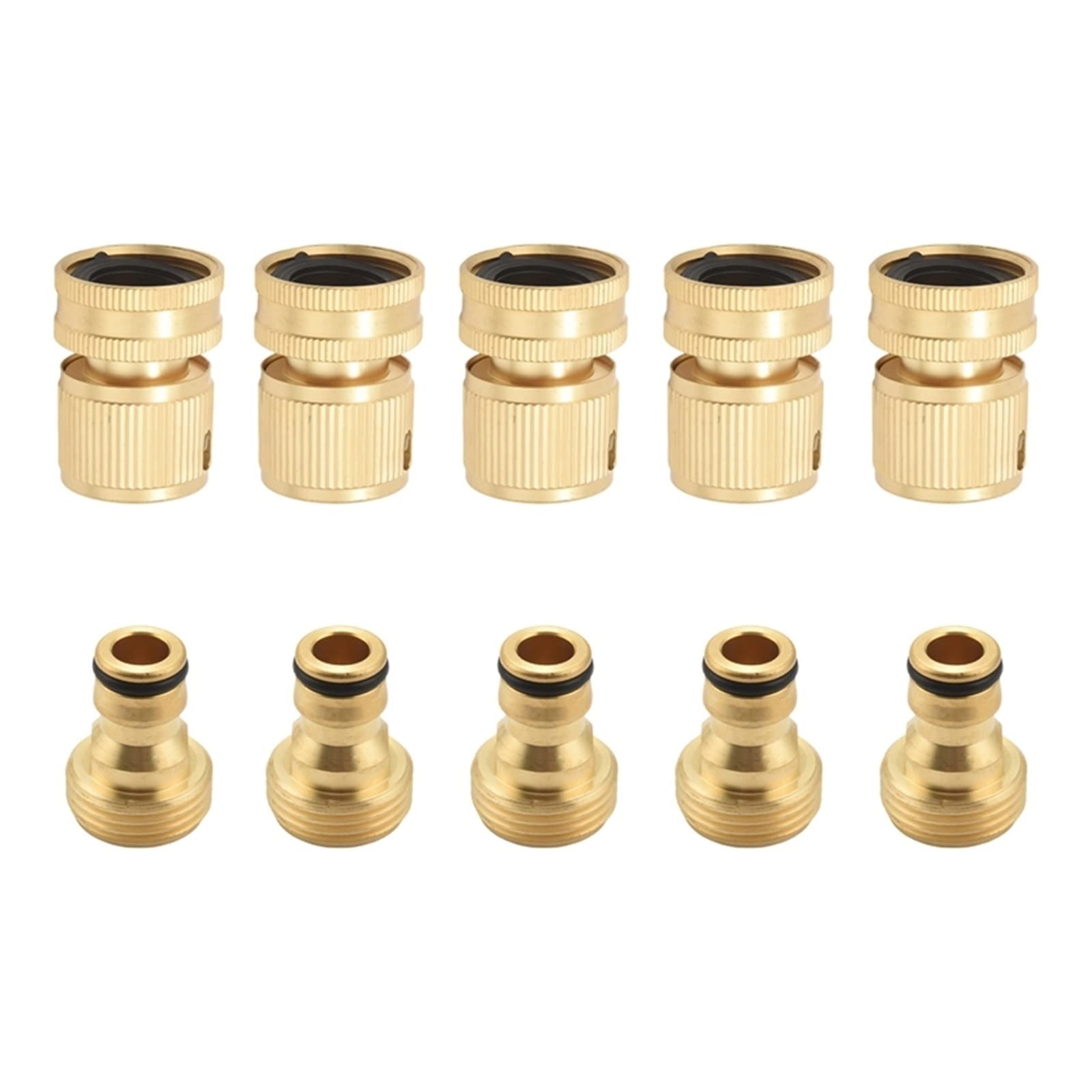 Raccordi rapidi for Tubo da Giardino in Ottone Massiccio 3/4 Pollici GHT Raccordi Facili da collegare Tubo for Acqua Senza perdite Maschio Femmina Valore 5 Pezzi