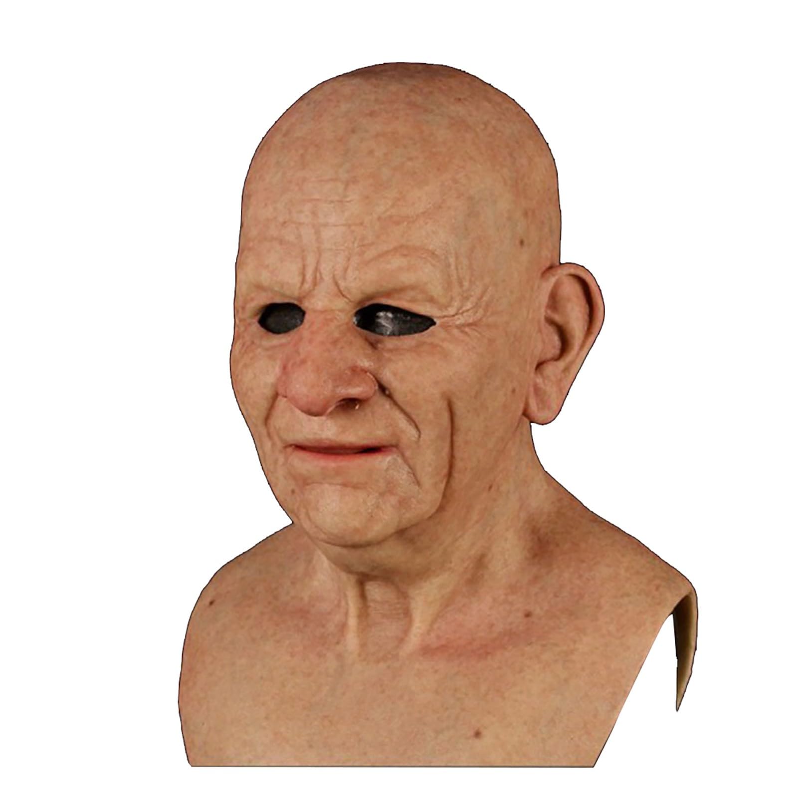 Realistic Old Man Mask Human Face Decorative Halloween Novelty Mask Cosplay Costume Party Latex Full Head Mask,Ideal Dressing Up For Halloween Masquerade Party