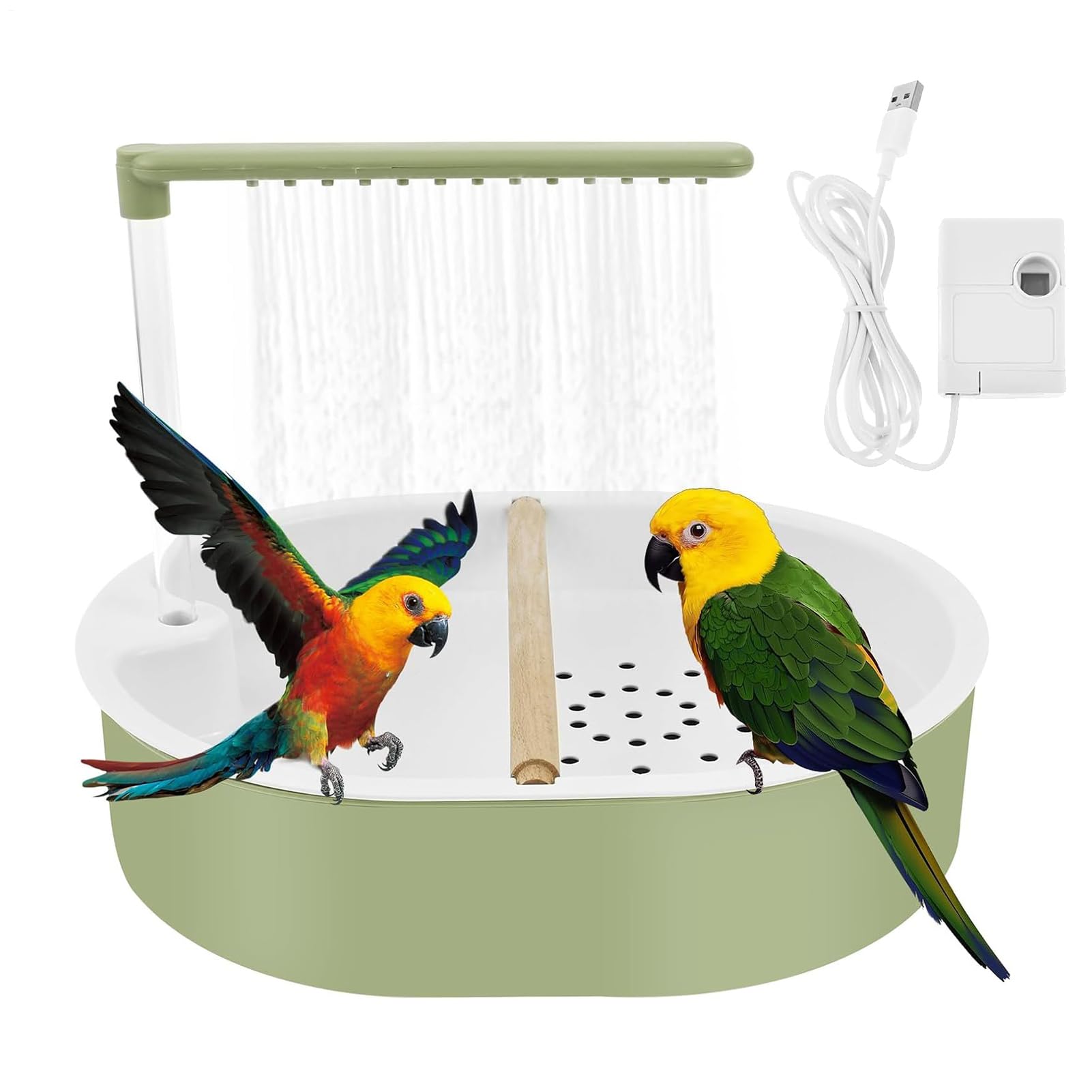 Bain d'Oiseaux Bassin Pour Oiseaux Silencieux Anti-Animaux | Douche pour Oiseaux d'Intérieur pour Cage Pour Inséparable, Conure, Calopsitte, Pinson, Perruche, Cacatoès, Jardin, Balcon,