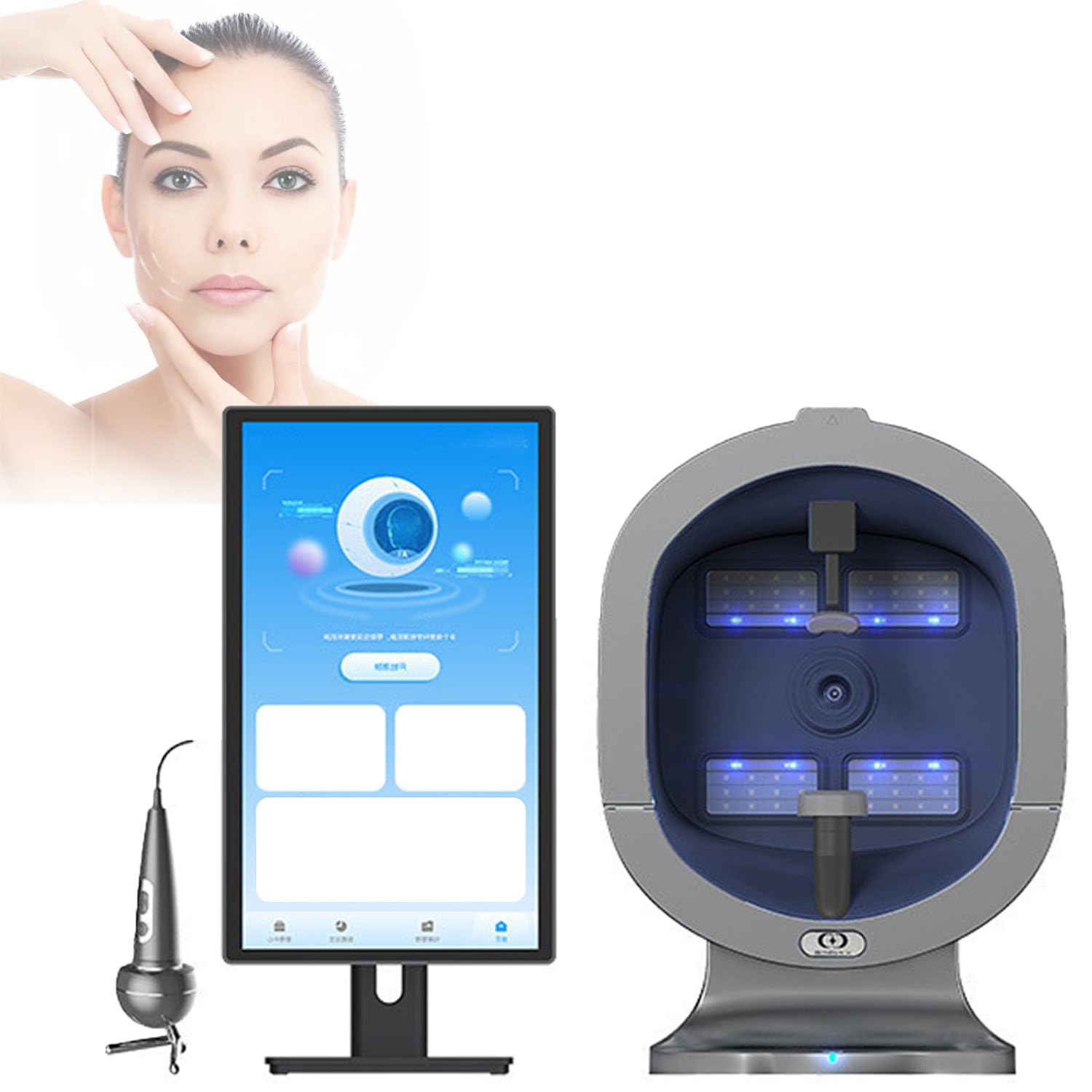 GTANND Professional Skin Analysis Machine,Facial Analysis Instrument,Hd Skin Detector Machine,Ai Multispectral Imaging Spectrum Facial & Scalp Scanner, For Beauty Salon Healthy Skin Care 21.5