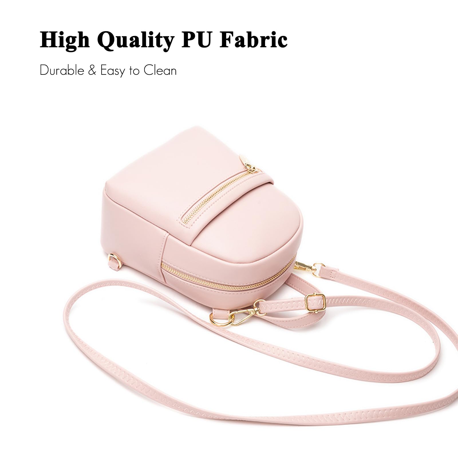 FANDARE Zaino Donna, Zaino Moda per Donna, Piccolo Zainetto Leggero in Pelle PU, Daypack Color Solido per Viaggi Informali, Lavoro, Università