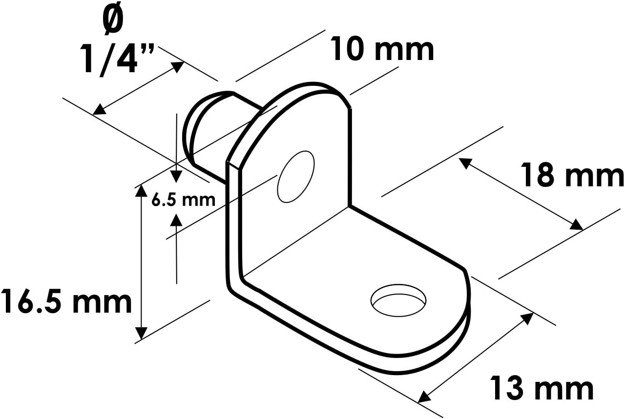 Rok Hardware 1/4" L-Shaped Shelf Support, Brass (500 Pack)