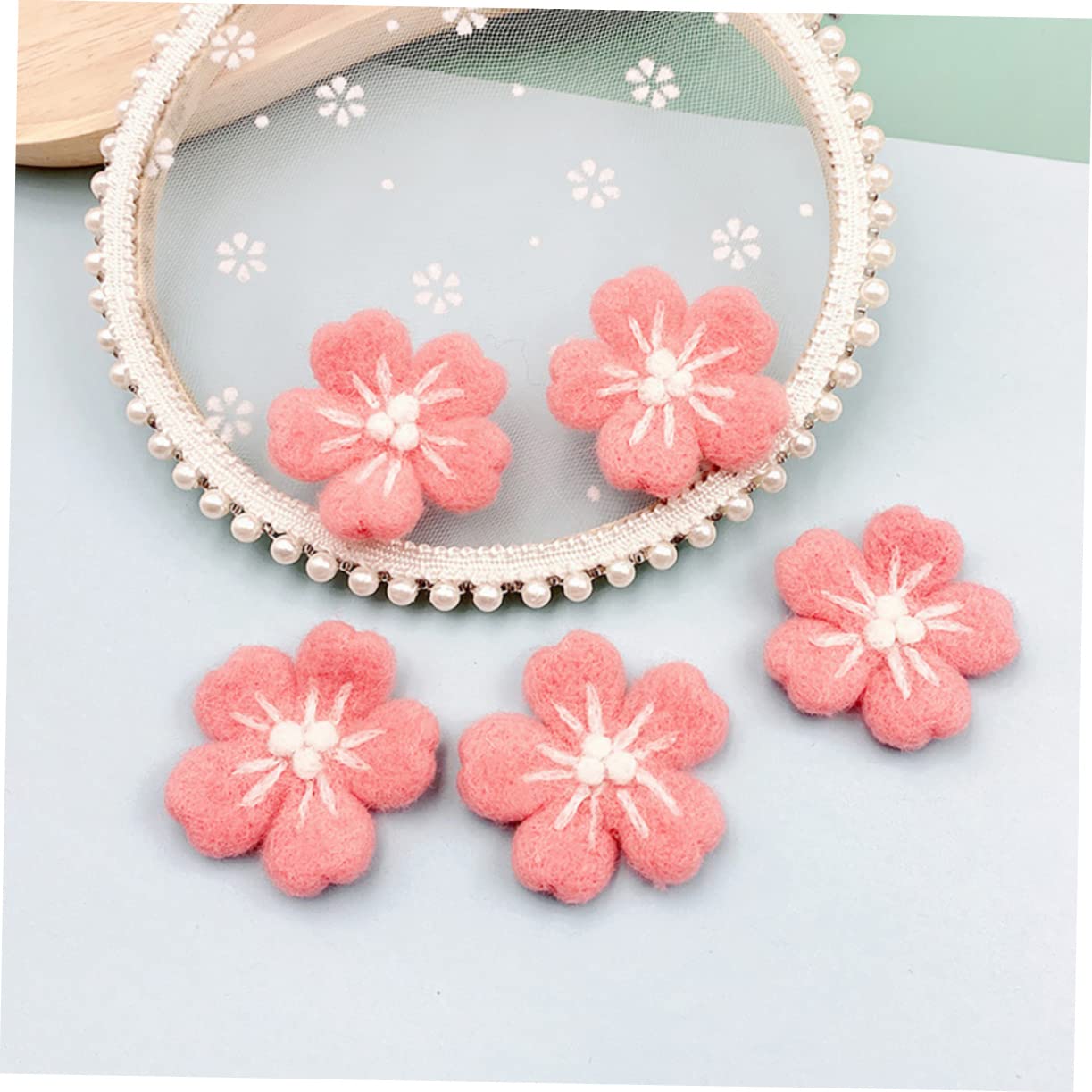 ULDIGI 10pcs Wool Felt Flower Hair Accessories Boys and Girls Present Decorative Appliques Bright Colors DIY Materials