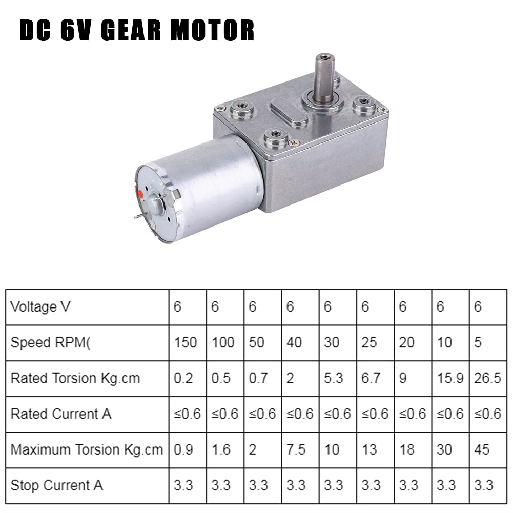 Getriebemotor, Micro DC 6V Schneckengetriebemotor mit Drehmoment Drehzahlminderungsmotor 5/10/20/25/30/40/50/100/150RPM DC Untersetzungsmotor(10RPM)