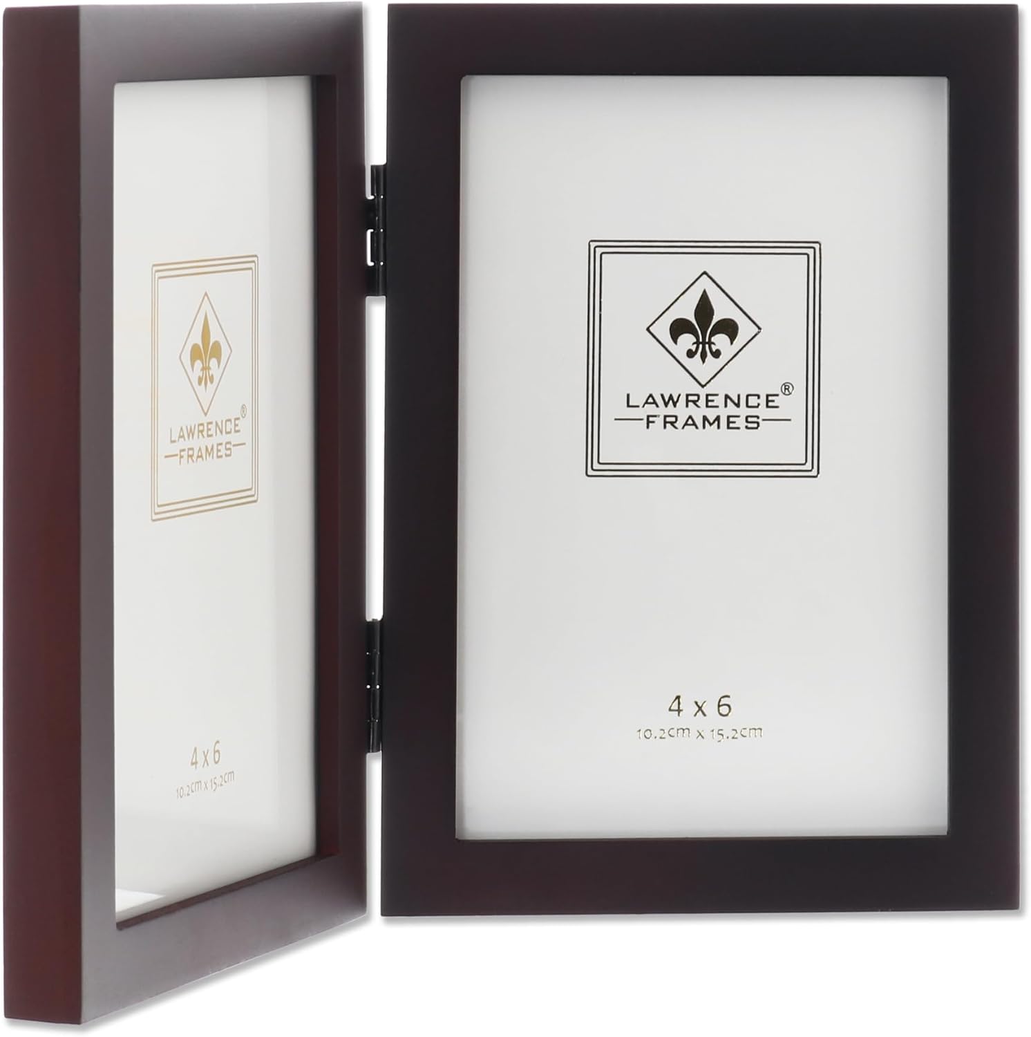Lawrence Frames 755946D Espresso Wood Hinged Double Picture Frame, 4 by 6-Inch, Dark Walnut