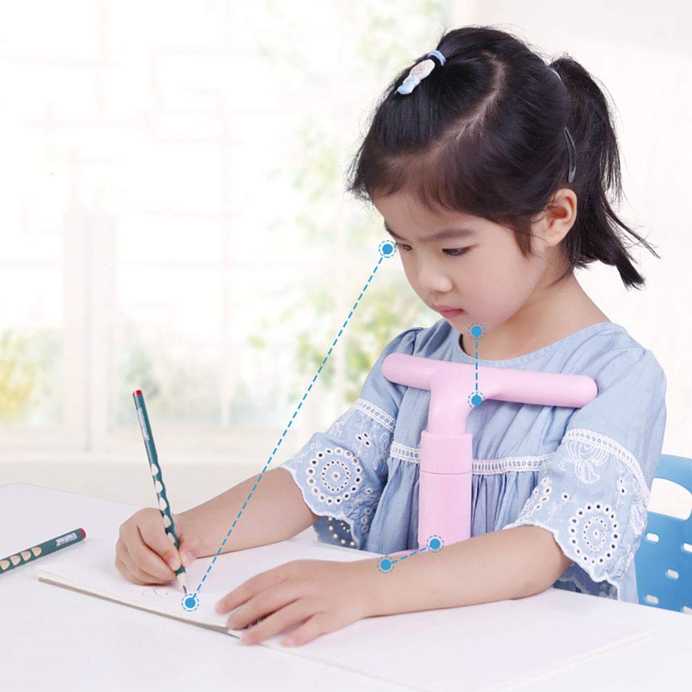 RSGK Corrector De Postura Sentado para Niños, Soporte De Enderezador De Espalda Neutral Ajustable, Protector De Visión De Lectura Y Escritura para Niños