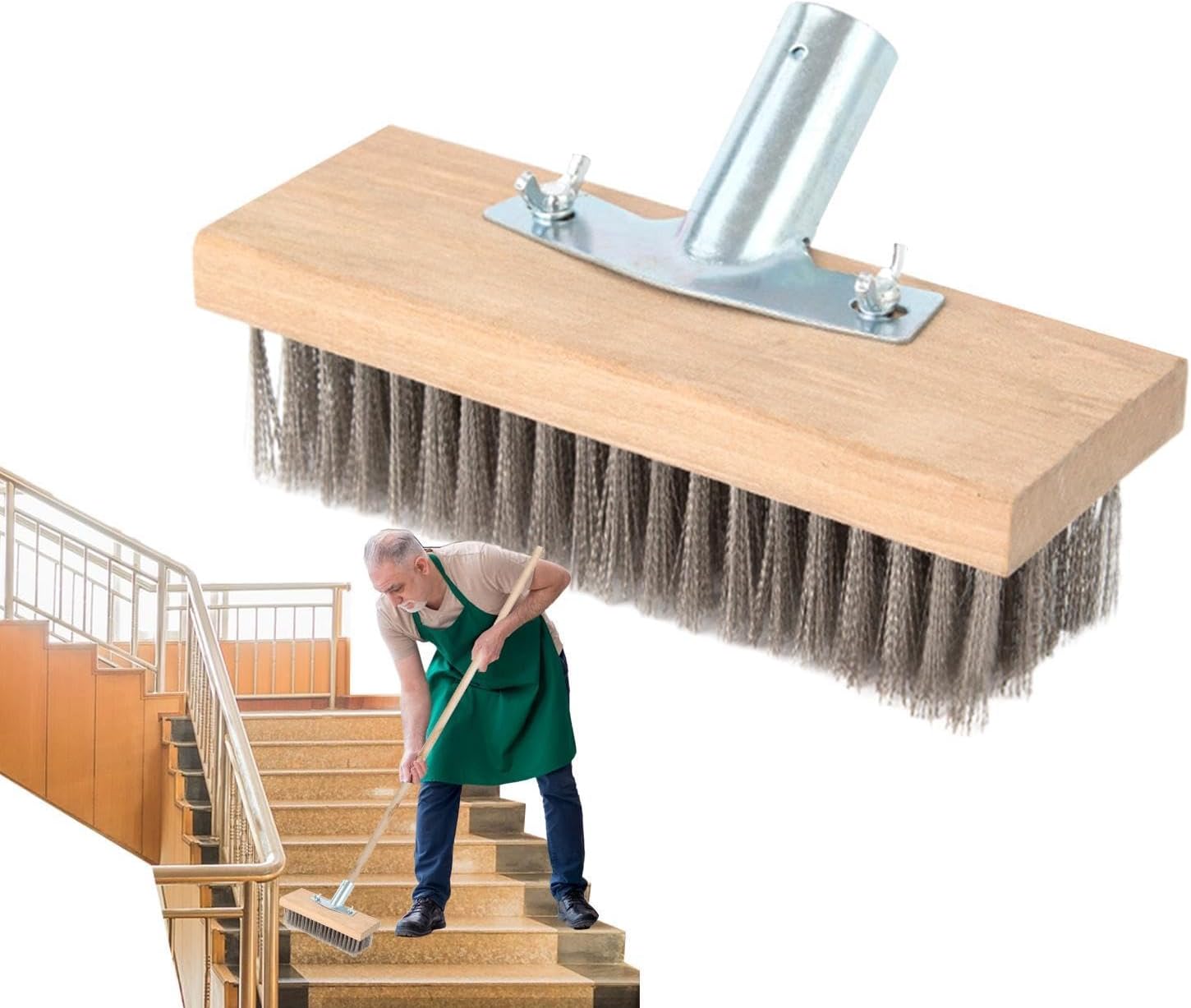 Bristle Floor Brush Long Handle Stainless Steel Stiff Bristle