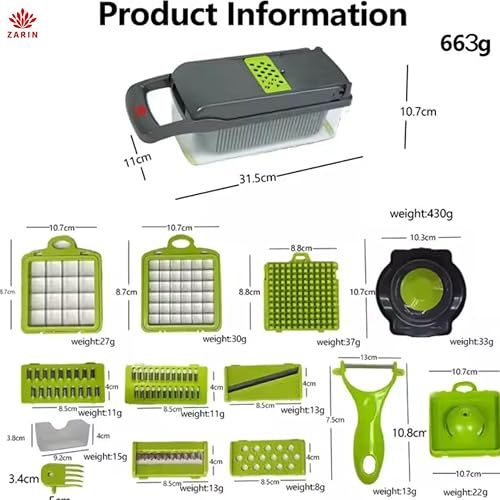 Miniatura 8 de 2025 Nuevo 16 en 1 Picador de verduras Picador de cebolla Picador de frutas Cortador de patatas Pelador de verduras Manual