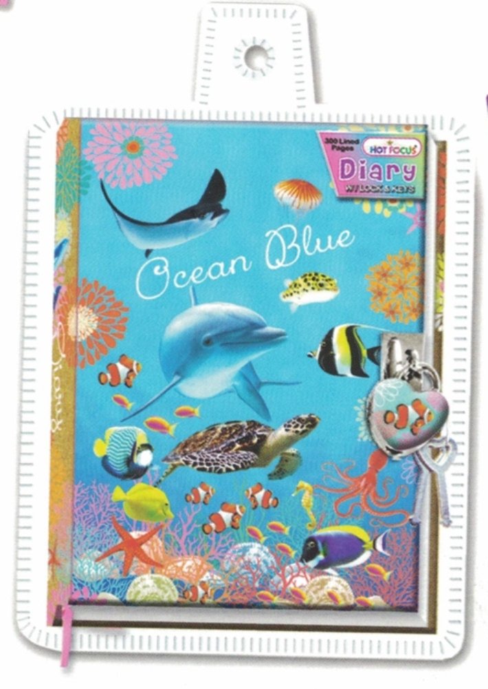 Hot Focus Diary with Lock & Keys Design Lenticular Ocean Blue