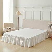 VTNXUN Queen Bed Skirt Ruffled 14 Inch Drop White with Split Corners & Platform - Microfiber Dust Ruffle Hides Frame Creates Storage